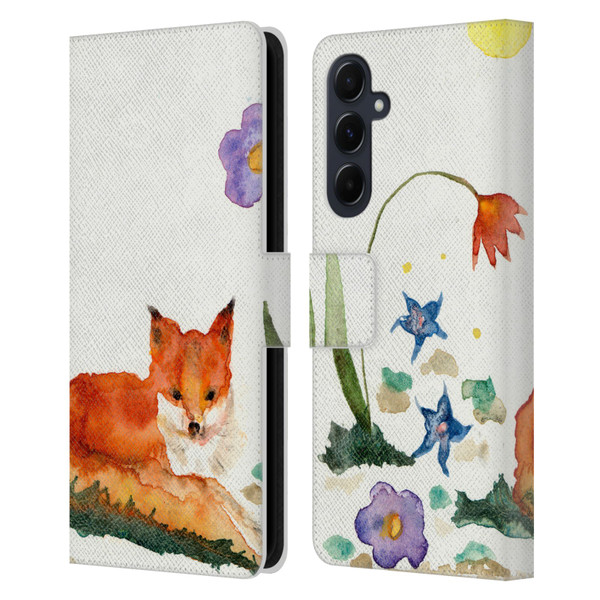 Wyanne Animals Little Fox In The Garden Leather Book Wallet Case Cover For Samsung Galaxy A55 5G