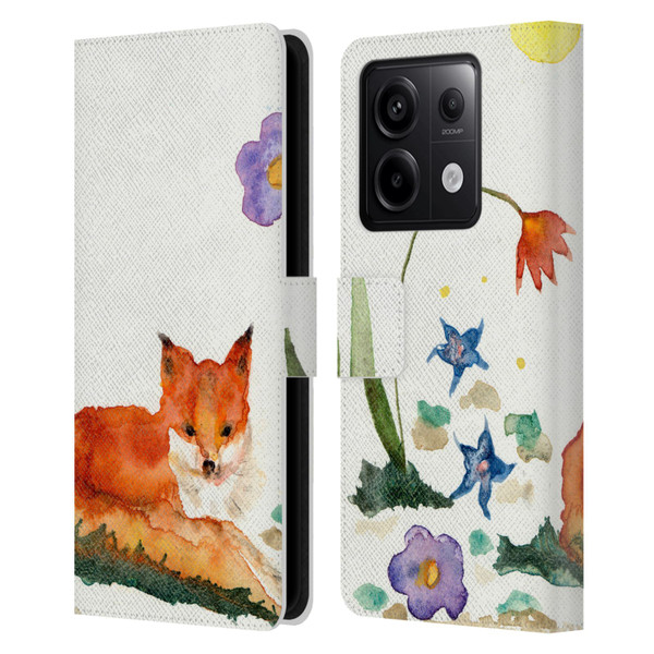 Wyanne Animals Little Fox In The Garden Leather Book Wallet Case Cover For Xiaomi Redmi Note 13 Pro 5G