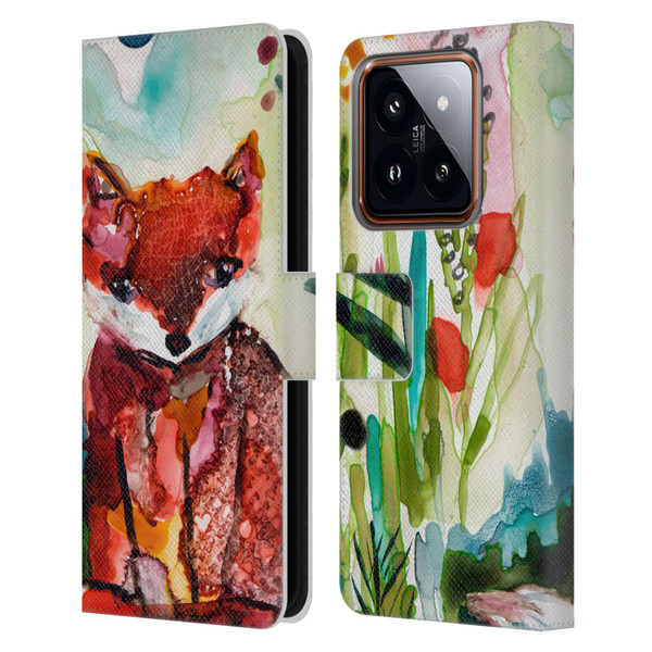 Wyanne Animals Baby Fox In The Garden Leather Book Wallet Case Cover For Xiaomi 14