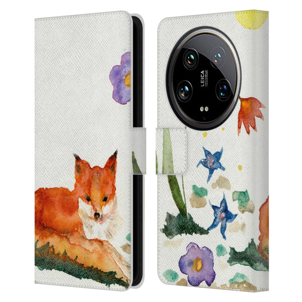 Wyanne Animals Little Fox In The Garden Leather Book Wallet Case Cover For Xiaomi 14 Ultra