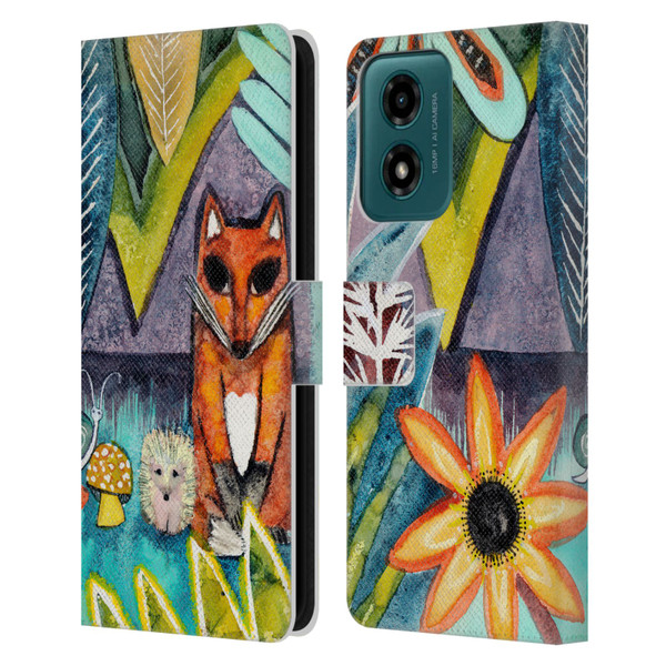 Wyanne Animals 2 Fox Leather Book Wallet Case Cover For Motorola Moto G04/G04s/G24 4G