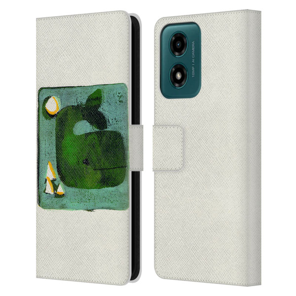 Wyanne Animals 2 Green Whale Monoprint Leather Book Wallet Case Cover For Motorola Moto G04/G04s/G24 4G