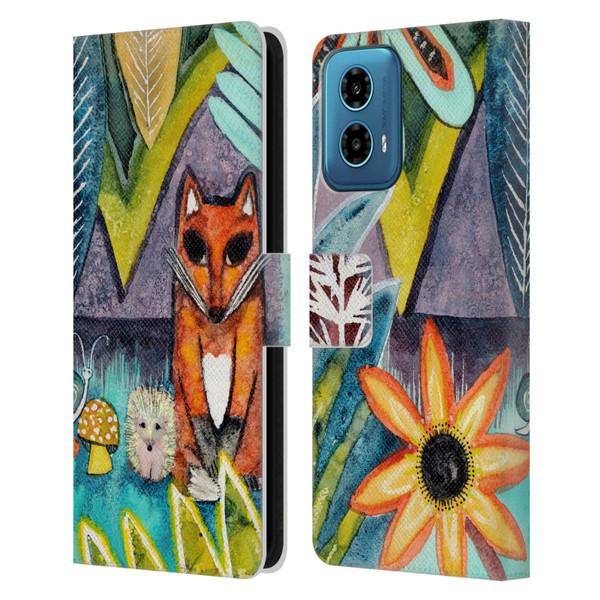 Wyanne Animals 2 Fox Leather Book Wallet Case Cover For Motorola Moto G34 5G