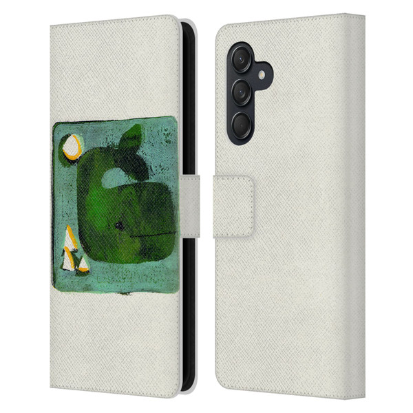 Wyanne Animals 2 Green Whale Monoprint Leather Book Wallet Case Cover For Samsung Galaxy M55 5G