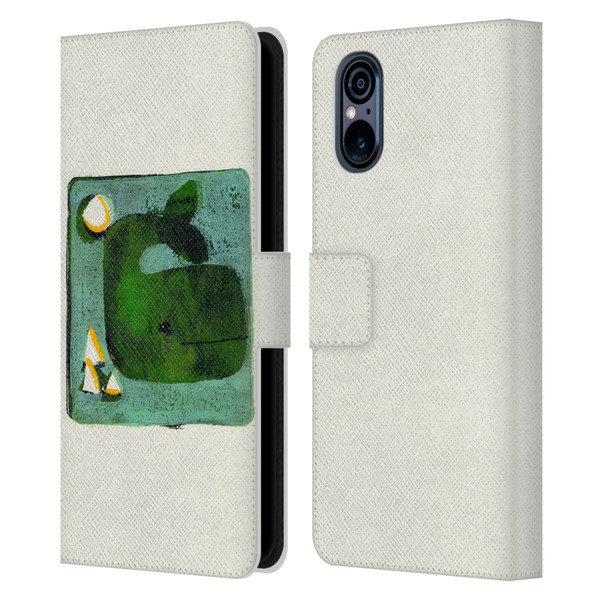 Wyanne Animals 2 Green Whale Monoprint Leather Book Wallet Case Cover For Sony Xperia 5 V 5G