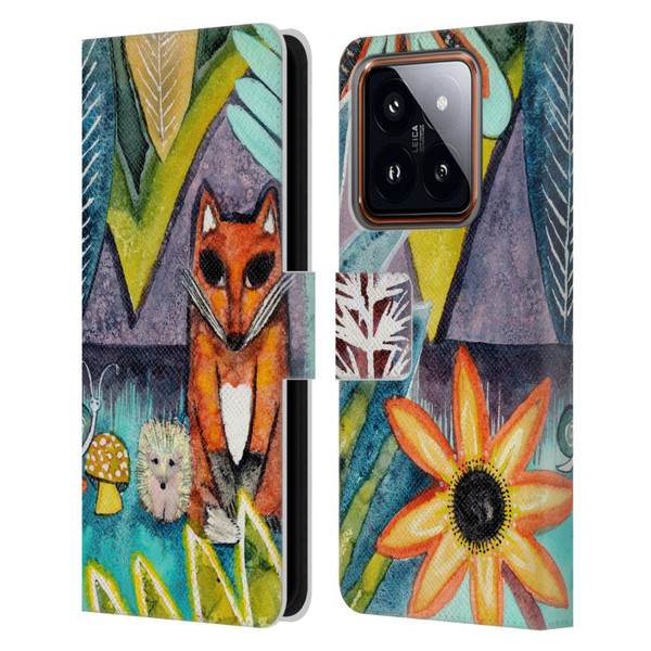 Wyanne Animals 2 Fox Leather Book Wallet Case Cover For Xiaomi 14