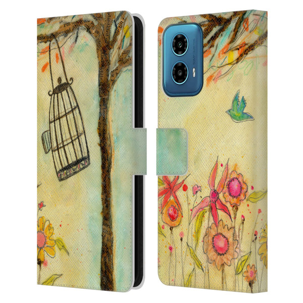 Wyanne Birds Free To Be Leather Book Wallet Case Cover For Motorola Moto G34 5G