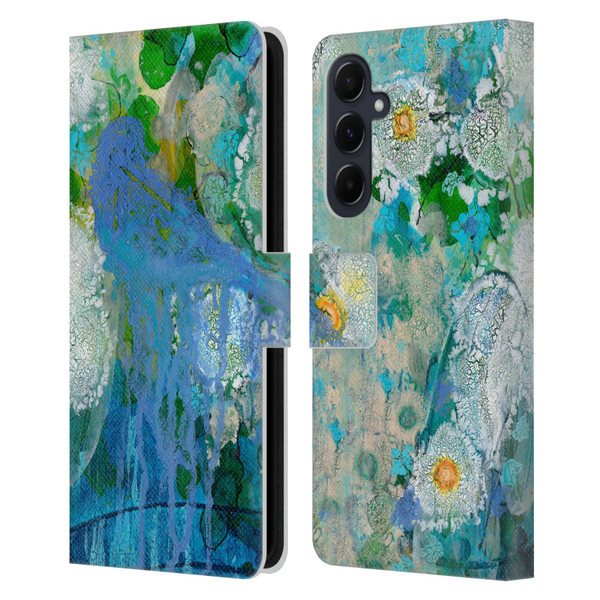 Wyanne Birds Bluebird Reflections Leather Book Wallet Case Cover For Samsung Galaxy A55 5G