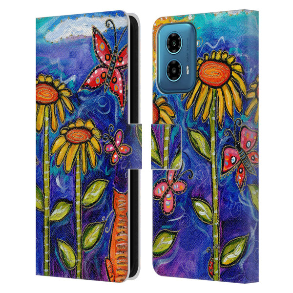 Wyanne Nature 2 Sundown Sunflowers Leather Book Wallet Case Cover For Motorola Moto G34 5G