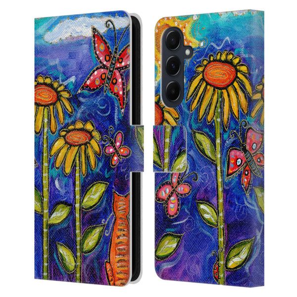 Wyanne Nature 2 Sundown Sunflowers Leather Book Wallet Case Cover For Samsung Galaxy A55 5G