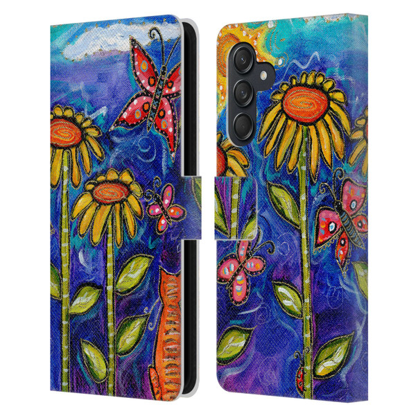 Wyanne Nature 2 Sundown Sunflowers Leather Book Wallet Case Cover For Samsung Galaxy M55 5G