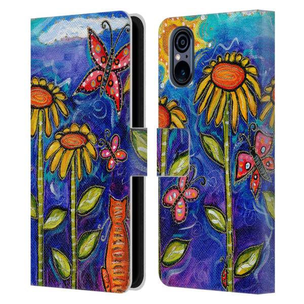 Wyanne Nature 2 Sundown Sunflowers Leather Book Wallet Case Cover For Sony Xperia 5 V 5G