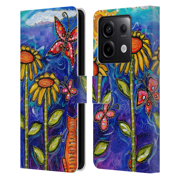 Wyanne Nature 2 Sundown Sunflowers Leather Book Wallet Case Cover For Xiaomi Redmi Note 13 Pro 5G