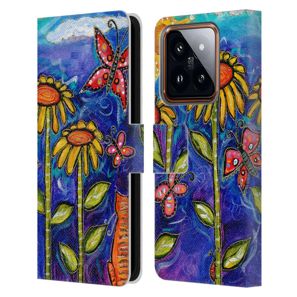 Wyanne Nature 2 Sundown Sunflowers Leather Book Wallet Case Cover For Xiaomi 14