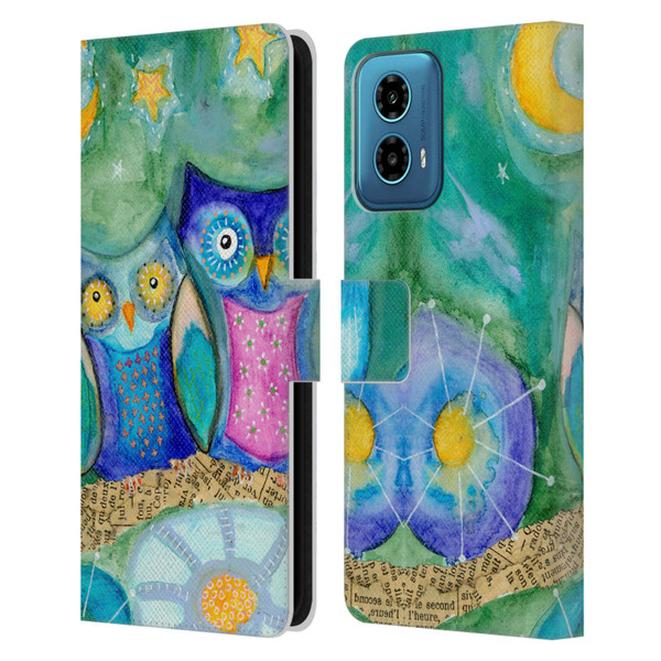 Wyanne Owl Wishing The Night Away Leather Book Wallet Case Cover For Motorola Moto G34 5G