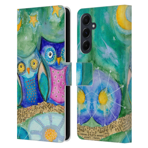 Wyanne Owl Wishing The Night Away Leather Book Wallet Case Cover For Samsung Galaxy A55 5G