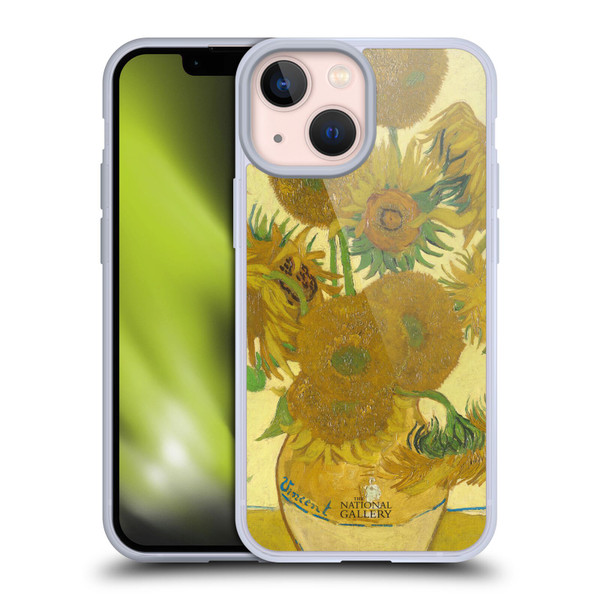 The National Gallery Art Sunflowers Soft Gel Case for Apple iPhone 13 Mini