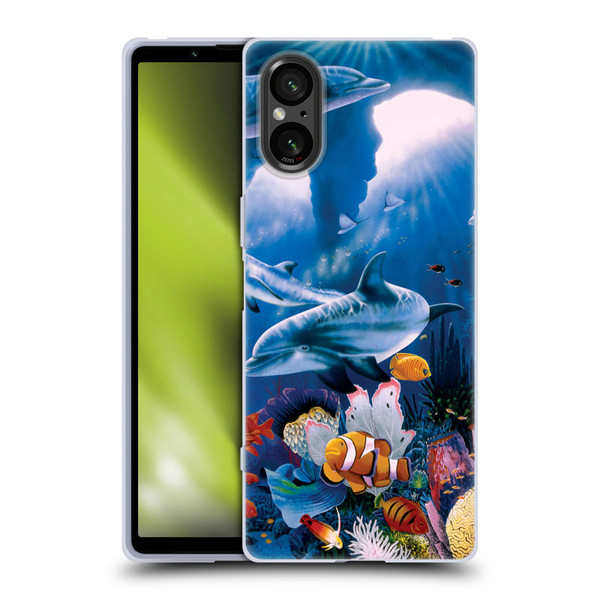 Graeme Stevenson Assorted Designs Dolphins Soft Gel Case for Sony Xperia 5 V 5G