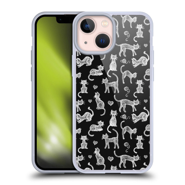 Micklyn Le Feuvre Animals Teachers Pet Chalkboard Cats Soft Gel Case for Apple iPhone 13 Mini