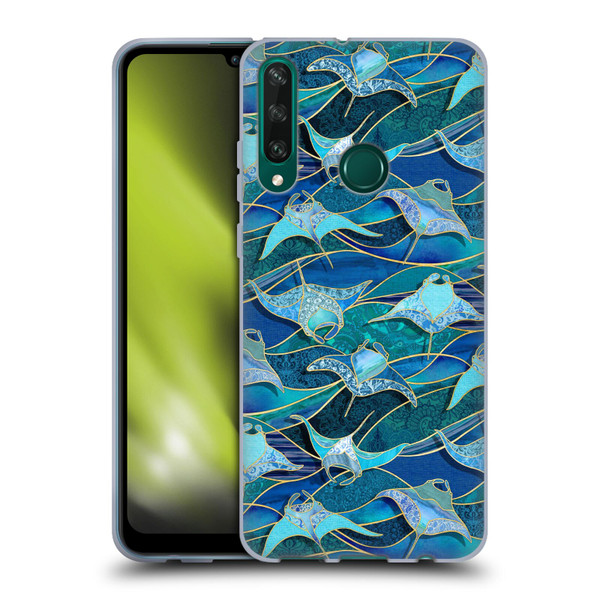 Micklyn Le Feuvre Flora And Fauna Patchwork Manta Rays in Blue Soft Gel Case for Huawei Y6p
