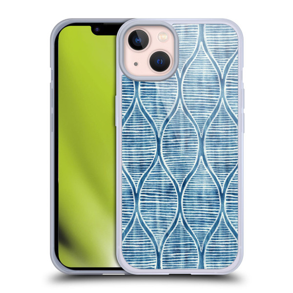 Micklyn Le Feuvre Flora And Fauna Hand Painted Blue White Pattern Soft Gel Case for Apple iPhone 13