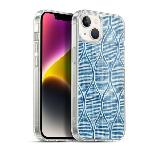 Micklyn Le Feuvre Flora And Fauna Hand Painted Blue White Pattern Soft Gel Case for Apple iPhone 14 Plus & MagSafe