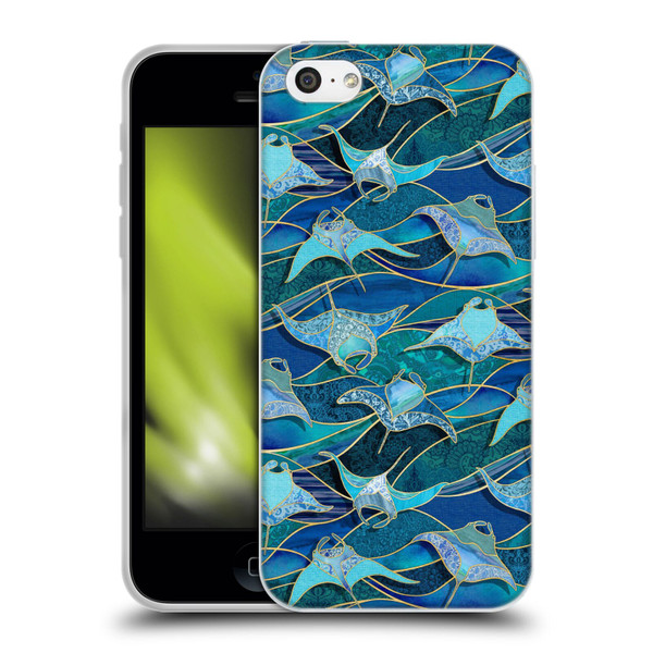 Micklyn Le Feuvre Flora And Fauna Patchwork Manta Rays in Blue Soft Gel Case for Apple iPhone 5c