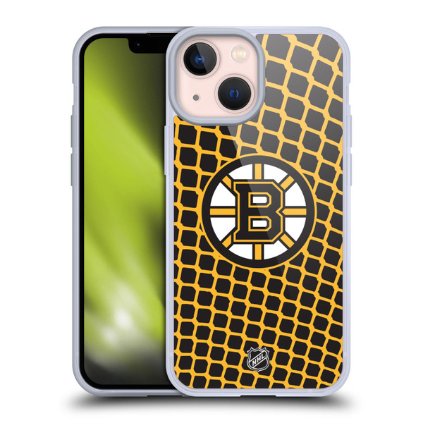 NHL Boston Bruins Net Pattern Soft Gel Case for Apple iPhone 13 Mini & MagSafe