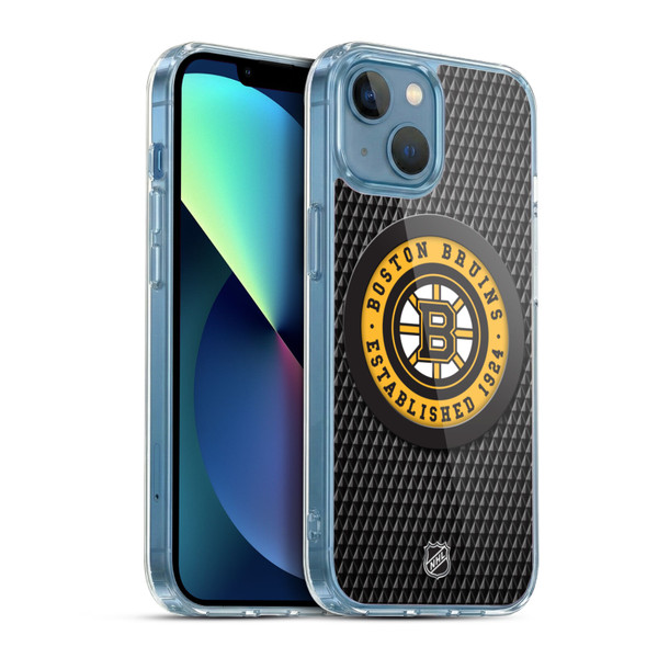 NHL Boston Bruins Puck Texture Soft Gel Case for Apple iPhone 13 Mini & MagSafe