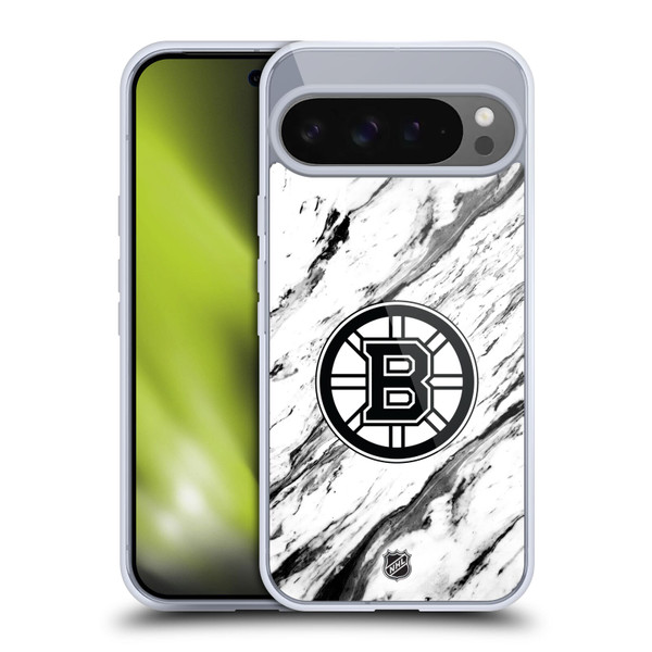 NHL Boston Bruins Marble Soft Gel Case for Google Pixel 9 Pro XL