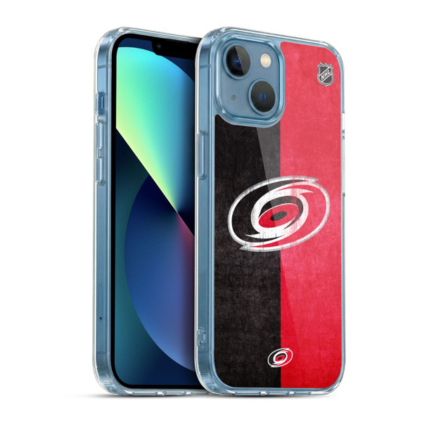 NHL Carolina Hurricanes Half Distressed Soft Gel Case for Apple iPhone 13 Mini