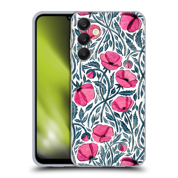 Micklyn Le Feuvre Flora And Fauna Hot Pink Block Print Poppies Soft Gel Case for Samsung Galaxy A25 5G