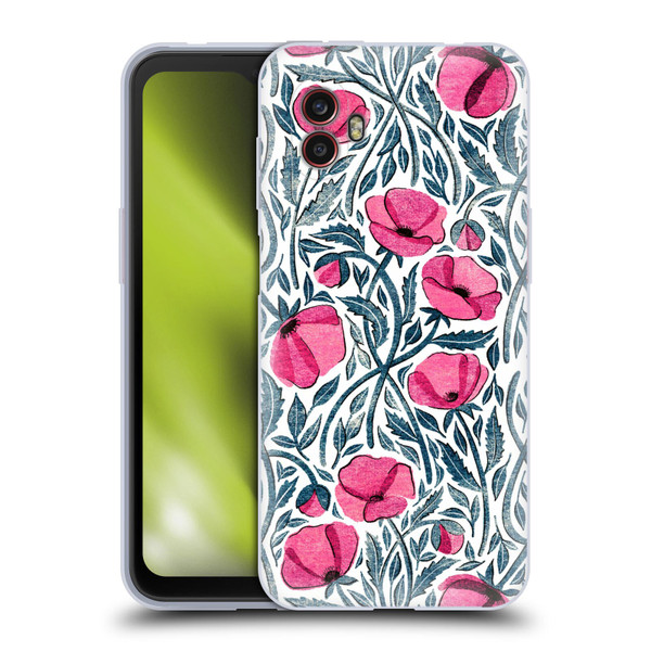 Micklyn Le Feuvre Flora And Fauna Hot Pink Block Print Poppies Soft Gel Case for Samsung Galaxy Xcover6 Pro/Pro2