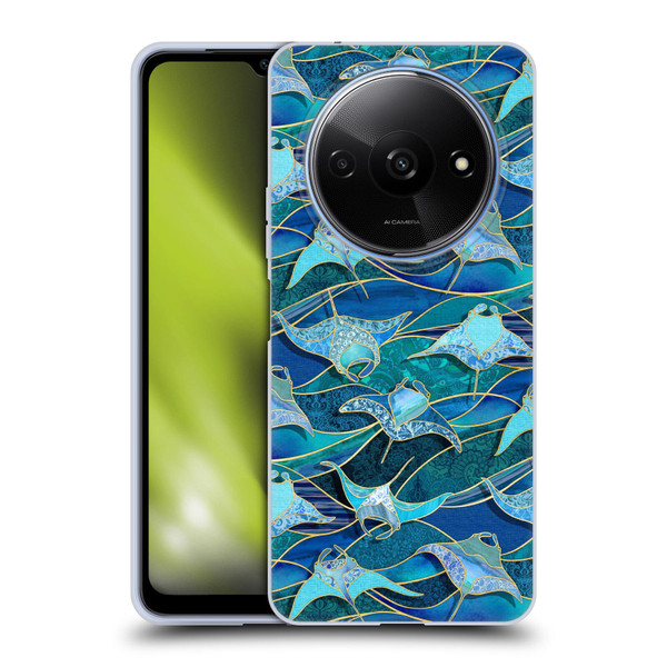 Micklyn Le Feuvre Flora And Fauna Patchwork Manta Rays in Blue Soft Gel Case for Xiaomi Redmi A3