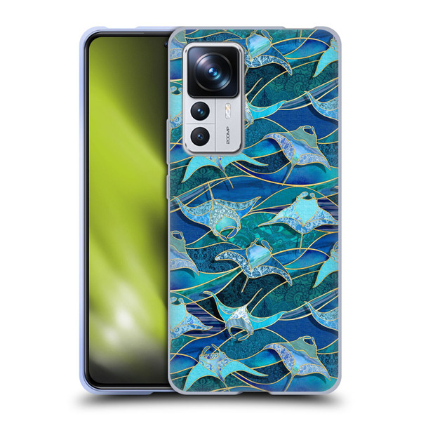 Micklyn Le Feuvre Flora And Fauna Patchwork Manta Rays in Blue Soft Gel Case for Xiaomi 12T Pro