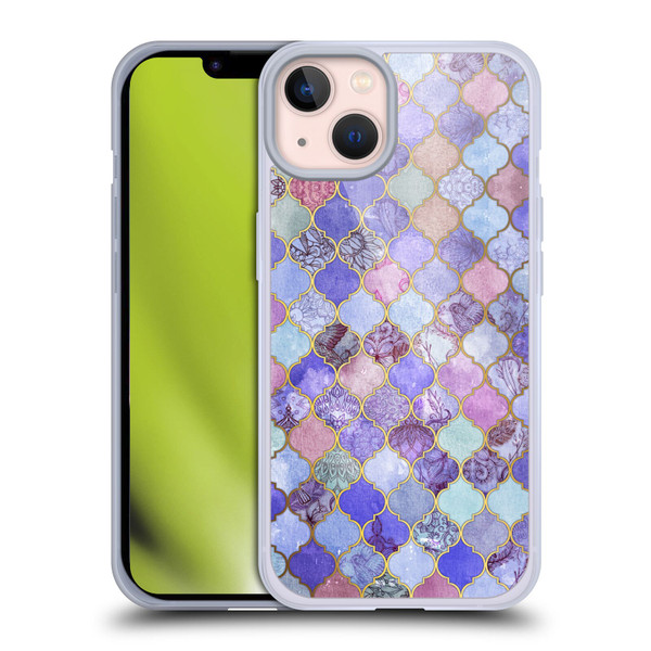 Micklyn Le Feuvre Moroccan Decorative Purple Soft Gel Case for Apple iPhone 13