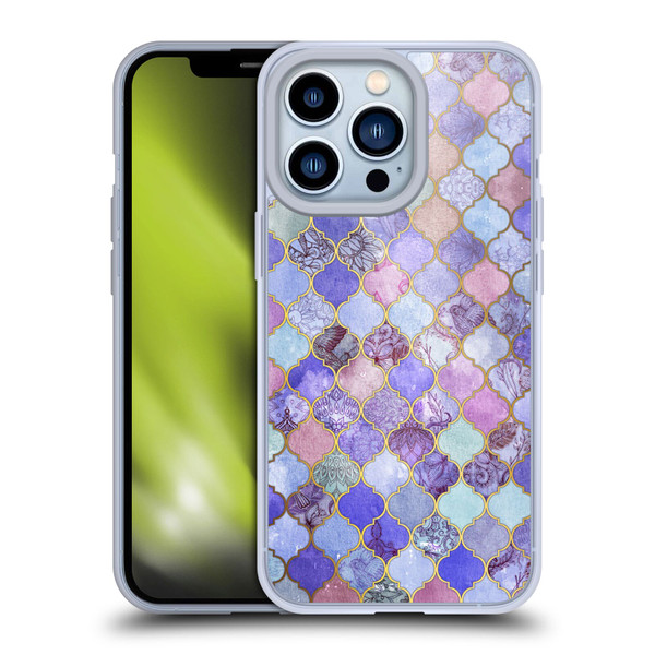 Micklyn Le Feuvre Moroccan Decorative Purple Soft Gel Case for Apple iPhone 13 Pro