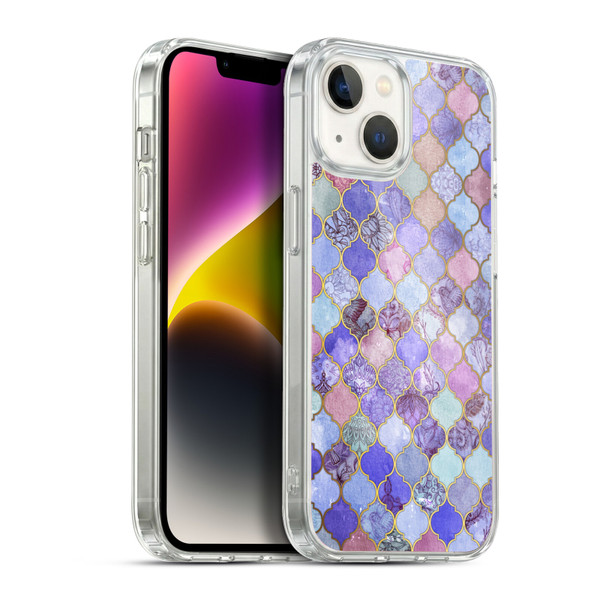Micklyn Le Feuvre Moroccan Decorative Purple Soft Gel Case for Apple iPhone 14