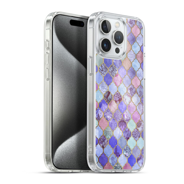 Micklyn Le Feuvre Moroccan Decorative Purple Soft Gel Case for Apple iPhone 15 Pro Max & MagSafe