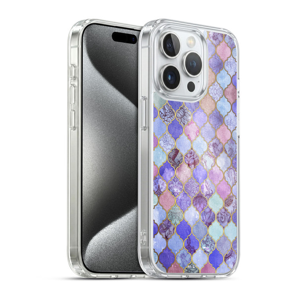 Micklyn Le Feuvre Moroccan Decorative Purple Soft Gel Case for Apple iPhone 15 Pro & MagSafe