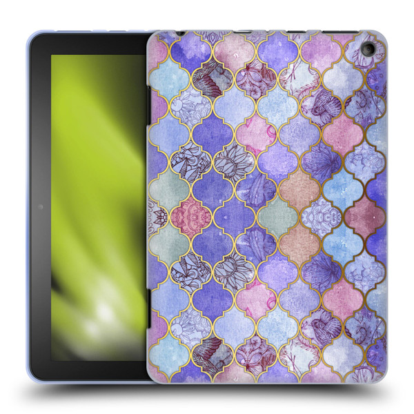 Micklyn Le Feuvre Moroccan Decorative Purple Soft Gel Case for Amazon Fire HD 8/Fire HD 8 Plus 2020