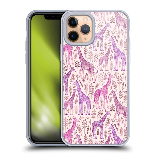 Micklyn Le Feuvre Wildlife Pink Giraffes Soft Gel Case for Apple iPhone 11 Pro