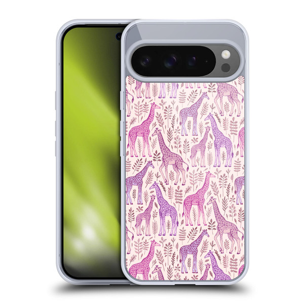 Micklyn Le Feuvre Wildlife Pink Giraffes Soft Gel Case for Google Pixel 9 Pro XL