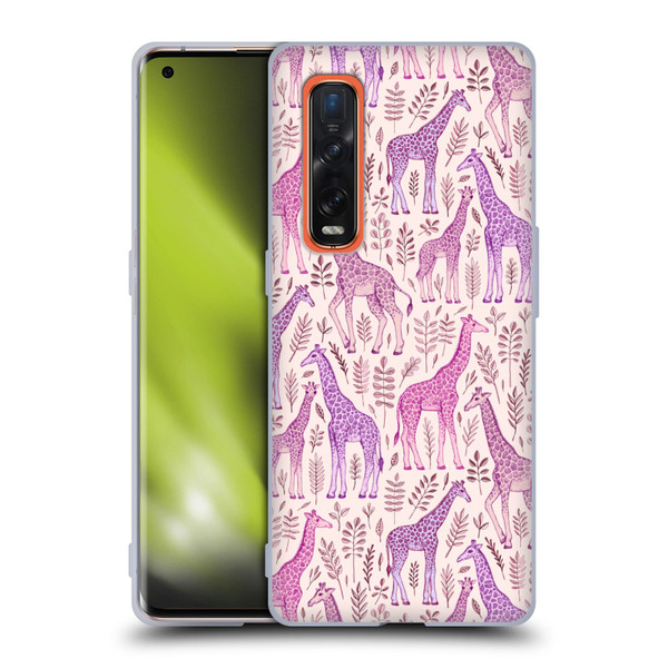 Micklyn Le Feuvre Wildlife Pink Giraffes Soft Gel Case for OPPO Find X2 Pro 5G