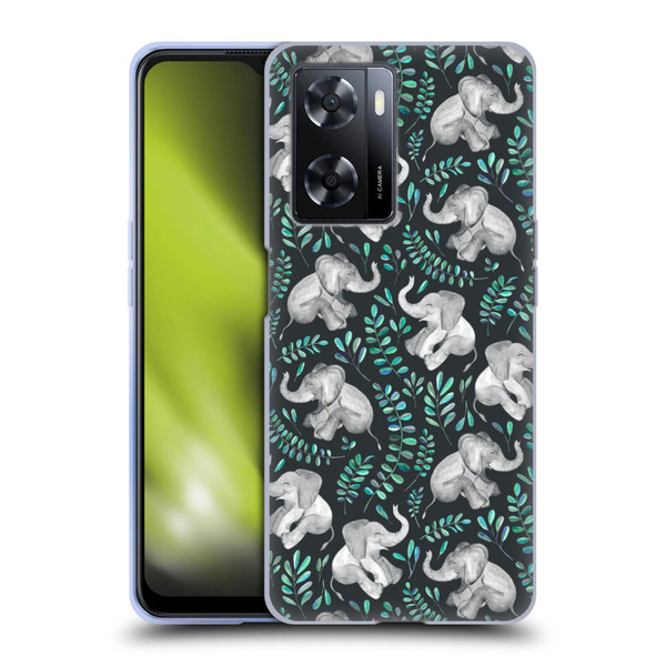 Micklyn Le Feuvre Wildlife Little Laughing Elephants In Turquoise And Grey Soft Gel Case for OPPO A57s