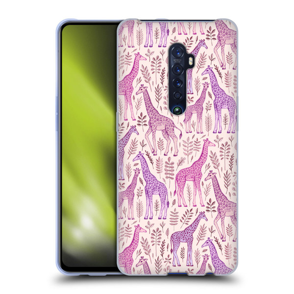 Micklyn Le Feuvre Wildlife Pink Giraffes Soft Gel Case for OPPO Reno 2