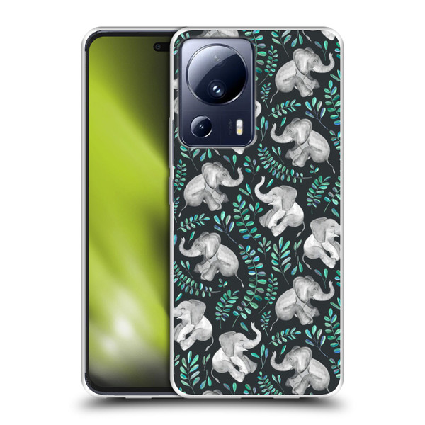 Micklyn Le Feuvre Wildlife Little Laughing Elephants In Turquoise And Grey Soft Gel Case for Xiaomi 13 Lite 5G