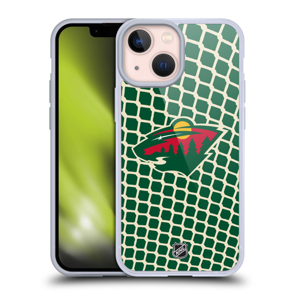NHL Minnesota Wild Net Pattern Soft Gel Case for Apple iPhone 13 Mini