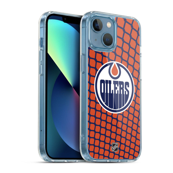 NHL Edmonton Oilers Net Pattern Soft Gel Case for Apple iPhone 13 Mini & MagSafe