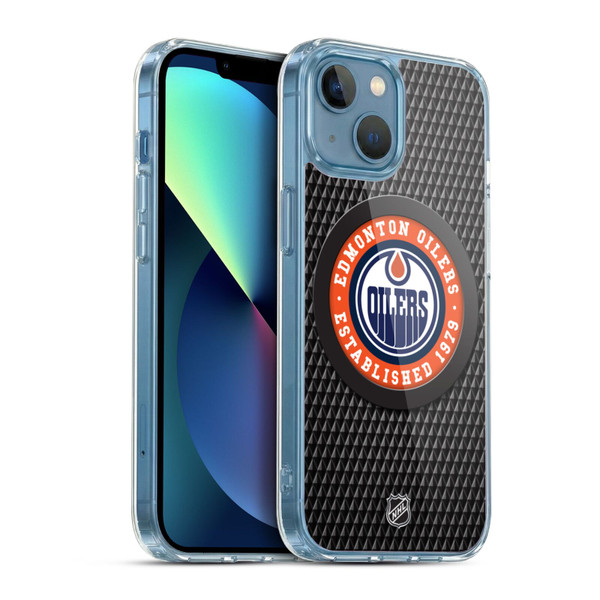 NHL Edmonton Oilers Puck Texture Soft Gel Case for Apple iPhone 13 Mini & MagSafe